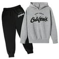 thumbnail image 1 of WOYY Big Boys Sport Outfits Letter Print Pullover Hoodie Sweatpants Unisex Sweatsuits, 1 of 2