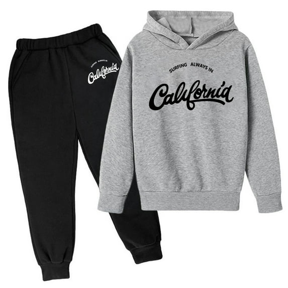 WOYY Big Boys Sport Outfits Letter Print Pullover Hoodie Sweatpants Unisex Sweatsuits