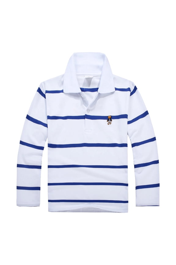Big Boys Striped Polo Shirt Long Sleeved Casual Shirts Children Pullover Tshirt
