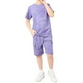 thumbnail image 1 of WOYY Big Boys Summer Outfits Casual Short Sleeve T-Shirt Shorts Set, Sizes 9-10Y, 1 of 5