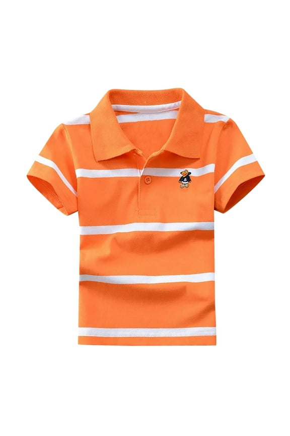 Big Boys Summer Striped Polo Shirt Kids Casual Short Sleeve T-Shirt, Sizes 3-14