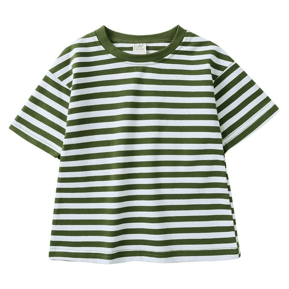 WOYY Big Boys Summer Striped Short Sleeve T Shirt Casual Cotton T-Shirt