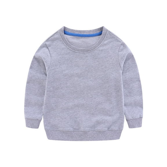 WOYY Big Boys Sweatshirt Solid Color Crewneck Pullover Unisex Kids Cotton Sweatshirts