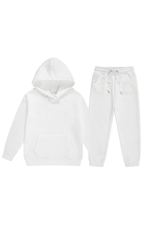 Big Boys Sweatsuit Solid Color Hoodie And Sweatpants Kids Casual Sports Suit