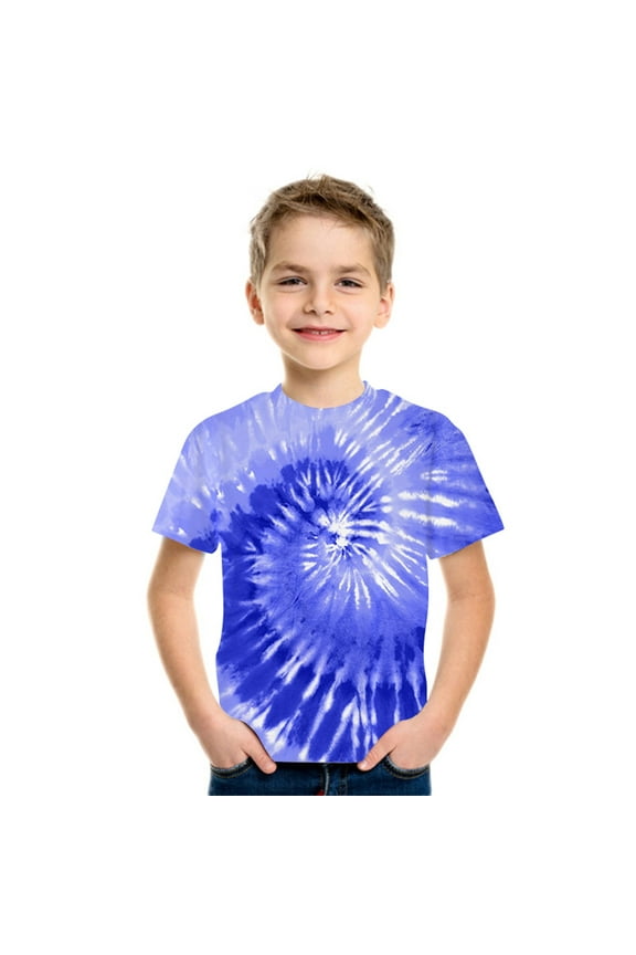 Big Boys Tie Dyed Full Print T-Shirt Casual Short Sleeve T Shirt, Sizes 4-16 & Husky