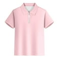 thumbnail image 1 of WOYY Big Boys Zipper Polo Shirt Solid Color Short Sleeve T-Shirt, Sizes 3-14, 1 of 3
