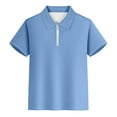 thumbnail image 1 of WOYY Big Boys Zipper Polo Shirt Solid Color Short Sleeve T-Shirt Summer Casual Tshirt, 1 of 3