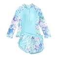 thumbnail image 1 of WOYY Big Girl Quick Dry Long Sleeve Rash Guard and Boyshorts 2-Piece Swimsuit Swimwear, 1 of 3