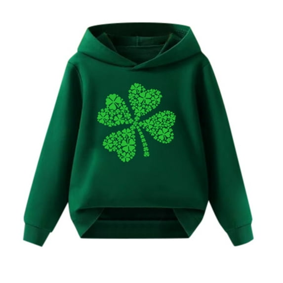 WOYY Big Girl St. Patrick's Day Hoodie Long-Sleeve Graphic Pullover Hoodies,Sizes 3-13