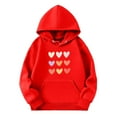 thumbnail image 1 of WOYY Big Girl's Casual Hoodie Heart Print Pullover Hooded Sweatshirt with Pockets, 1 of 2