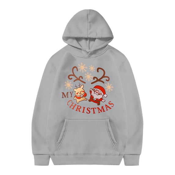 WOYY Big Girl's Christmas Hoodie Xmas Graphic Warm Loose Hooded Sweatshirt