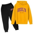 thumbnail image 1 of WOYY Big Girl's Outfits Letter Print Pullover Hoodie Sweatpants Unisex Kids Sweatsuits, 1 of 2