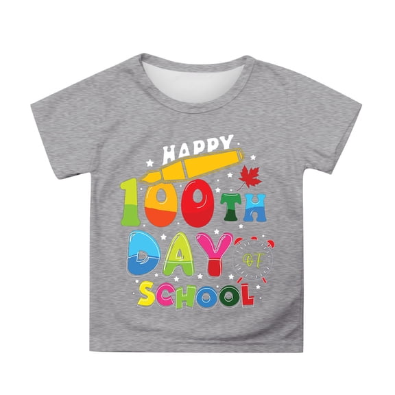 WOYY Big Girls 100 Days Of School T Shirt Letter Graphic Short Sleeve T-Shirt, Sizes 12-13