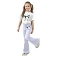 thumbnail image 1 of WOYY Big Girls 2 Piece Bow Print Short Sleeve T Shirt Pants Outfits, Sizes 8-9, 1 of 4