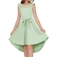 thumbnail image 1 of WOYY Big Girls A Line Dress Sleeveless Ruffle Irregular Dress with Belt, Sizes 13-14Y, 1 of 4