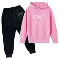thumbnail image 1 of WOYY Big Girls Active Outfits Bow Print Casual Hoodie Joggers Sweat Suit, Sizes 11-12, 1 of 2
