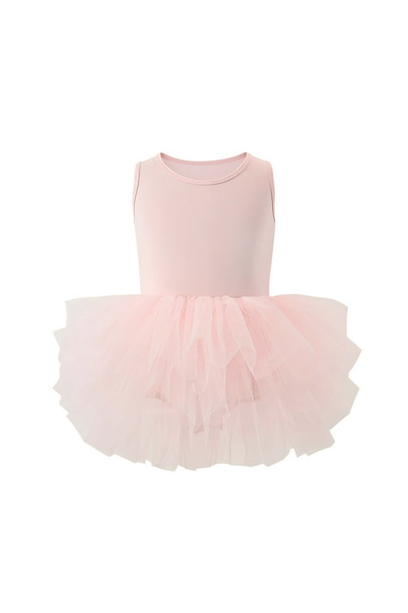 Big Girls Ballet Dance Dress Leotard Sleeveless Performance Tutu Dress, Sizes 7-8