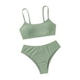 thumbnail image 1 of WOYY Big Girls Bikini Swimsuit Solid Color Bathing Suit Summer Swimwear, 1 of 7