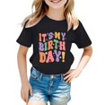 thumbnail image 1 of WOYY Big Girls Birthday Short Sleeve T-Shirt Letter Print Summer Casual T Shirt Tee, 1 of 3