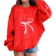 thumbnail image 1 of WOYY Big Girls Bow Sweatshirt Long Sleeve Crew Neck Pullover Sweatshirts, Sizes 9-10, 1 of 3