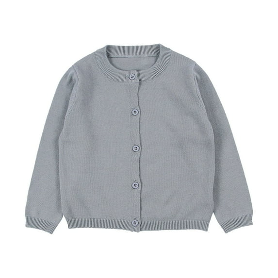 WOYY Big Girls Cardigan Sweater Casual Crewneck Jacket Top Cotton Button Knitwear