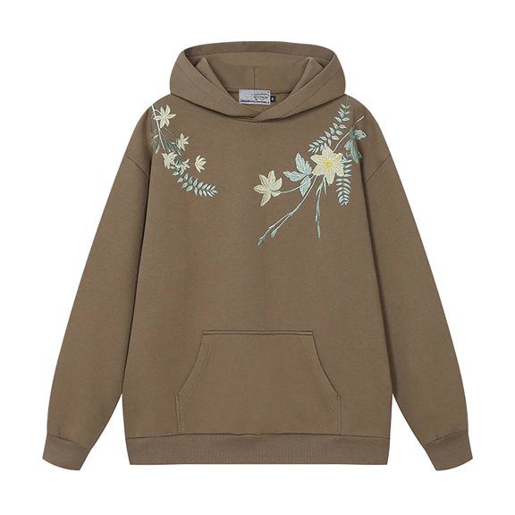 WOYY Big Girls' Casual Hoodie Flower Embroidery Loose Pullover Hooded Sweatshirt