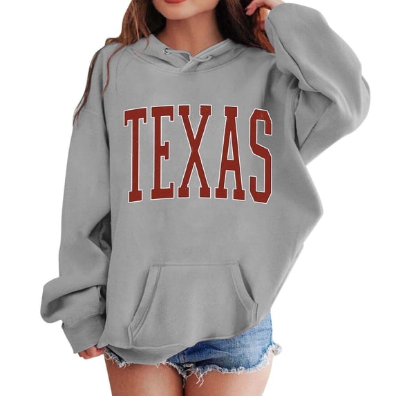 WOYY Big Girls Casual Loose Hoodie Texas Print Hooded Sweatshirt Pullover Graphic Hoody