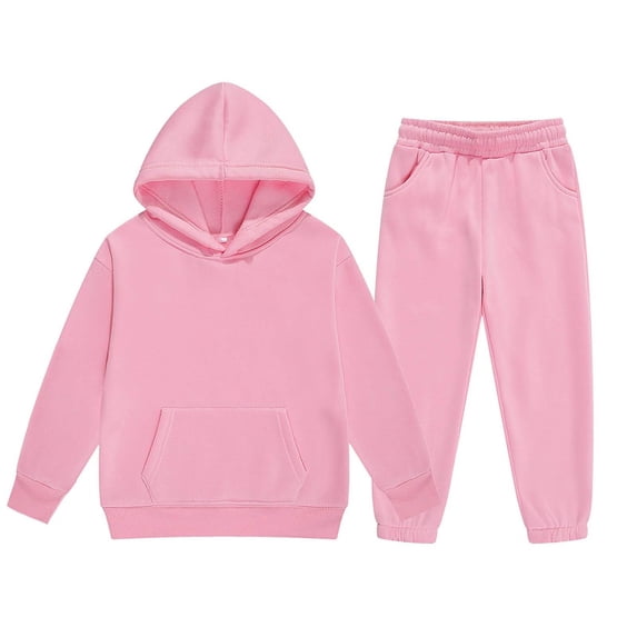 WOYY Big Girls Casual Sports Outfits Solid Basic Hoodie & Jogger Pants Set, Sizes 10-11Y