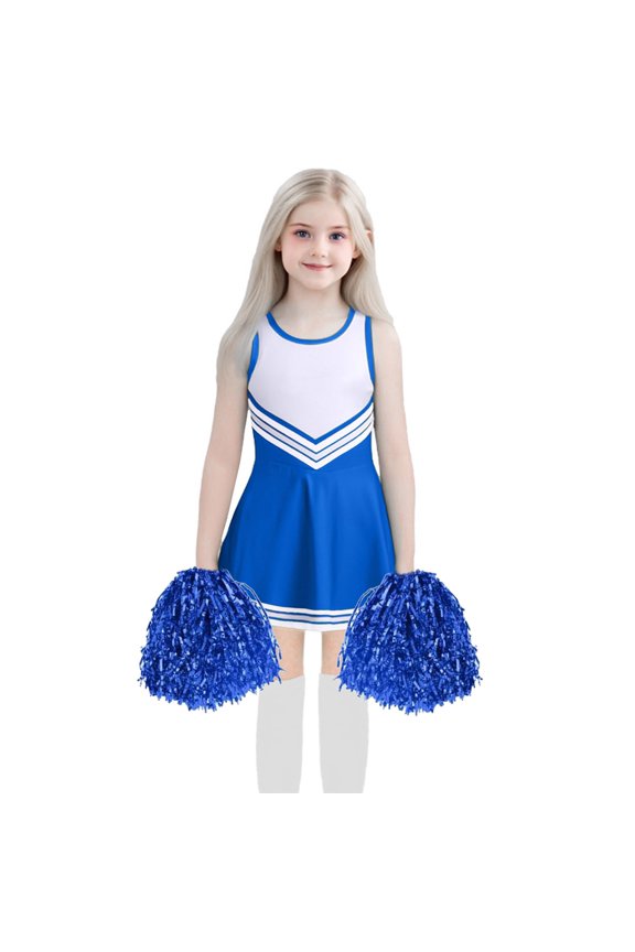 Big Girls Cheerleading Outfits Active Sleeveless Dress Handball Stocking 3Pcs Set, Sizes 10-11Y