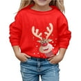 thumbnail image 1 of WOYY Big Girls Christmas Sweatshirt Reindeer Print Crewneck Pullover Sweatshirts Top, 1 of 5