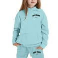 thumbnail image 1 of WOYY Big Girls Clothes Set New York Print Hoodie Sweatpants Outfits, Sizes 7-8, 1 of 5
