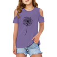 thumbnail image 1 of WOYY Big Girls Cold Shoulder T Shirt Dandelion Print Short Sleeve T-Shirt, Sizes 3-12, 1 of 5