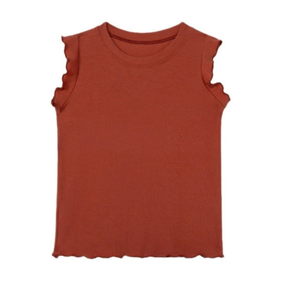 WOYY Big Girls Cotton Knit Tank Top Solid Color Sleeveless Top, Sizes 4-10