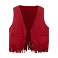 thumbnail image 1 of WOYY Cowgirl Vest for Girls Retro Tassel Cardigan Waistcoat Party Cowgirl Vest, Sizes 3-12, 1 of 3