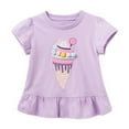 thumbnail image 1 of WOYY Big Girls Cute Ruffle T-Shirt Ice-Cream Embroidery Cotton Short Sleeve T Shirt, 1 of 7