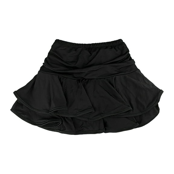 WOYY Big Girls Latin Tango Practice Skirt Athletic Layered Dance Skorts, Sizes 9-10