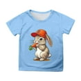 thumbnail image 1 of WOYY Big Girls Easter T-Shirt Cartoon Rabbit Printed Short Sleeve Round Neck Casual T Shirt, 1 of 3