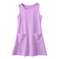 thumbnail image 1 of WOYY Big Girls Eyelet Sundress Solid Summer Casual Tank Dress with Pocket, Sizes 3-14, 1 of 5