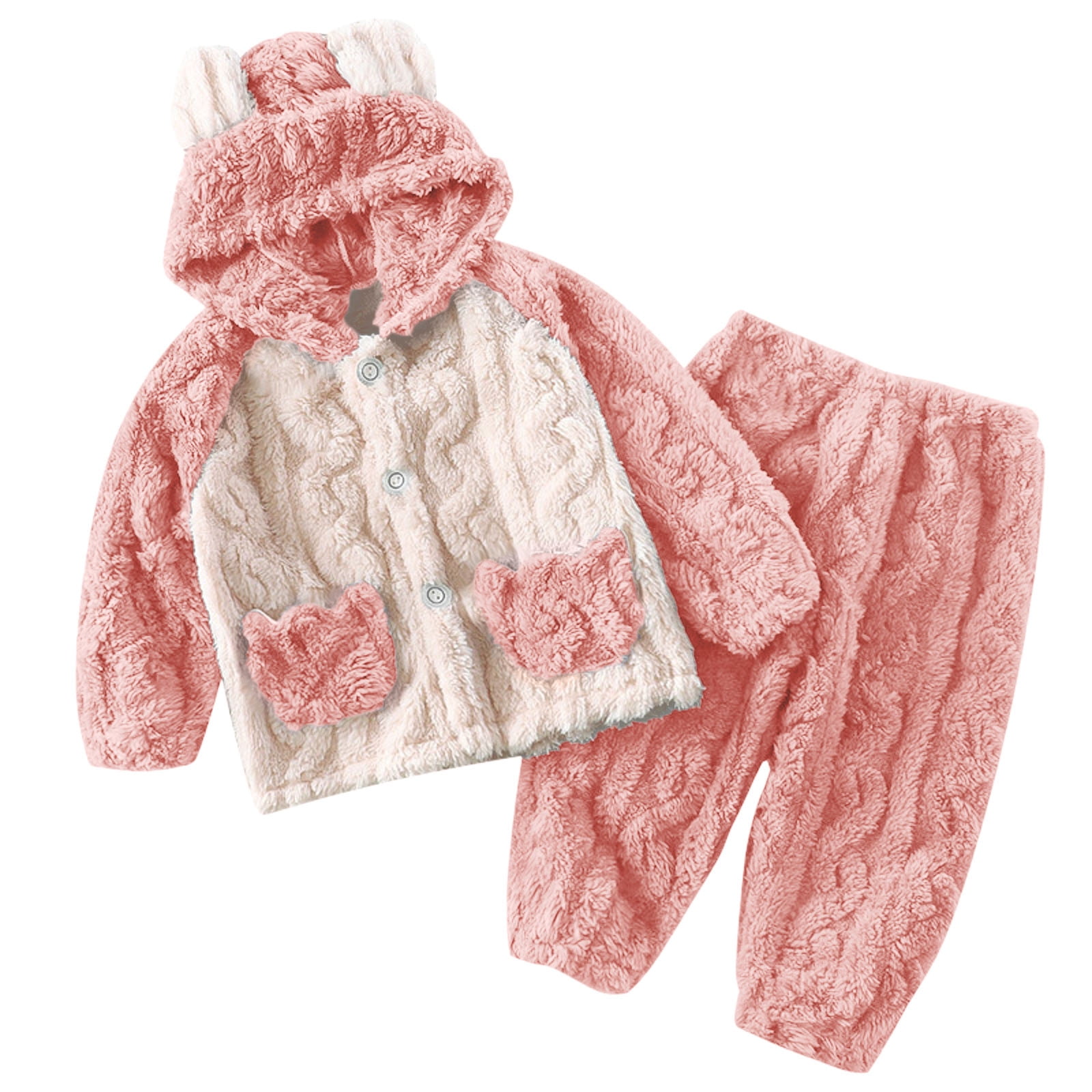 WOYY Big Girls Flannel Outfits Soft Warm Coat Pants Winter Casual Loungewear Outerwear