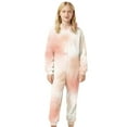 thumbnail image 1 of WOYY Big Girls Flannel Union Suit Pajama Tie Dyed Hooded Jumpsuit, Sizes 9-10, 1 of 5