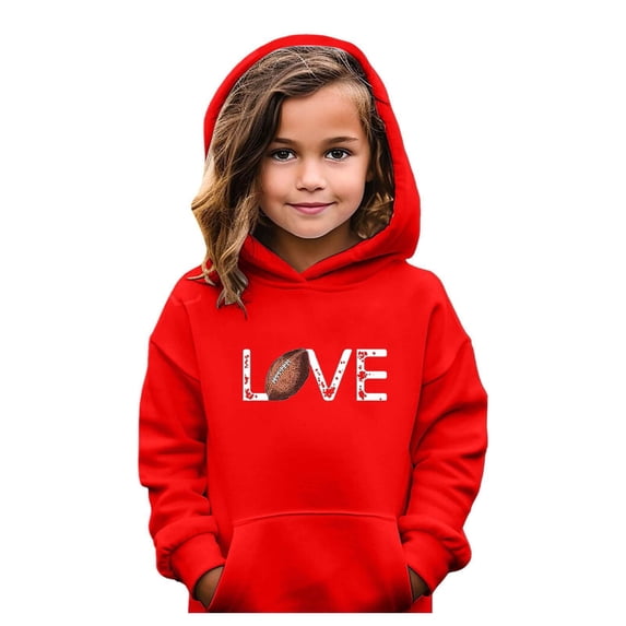 WOYY Big Girls Football Graphic Hoodie Unisex Casual Hooded Sweatshirt Activewear