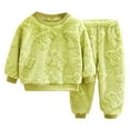 thumbnail image 1 of WOYY Big Girls Fuzzy Warm Pajamas Jacquard Homewear Long Sleeve Top Pants Set, Sizes 2-9, 1 of 3