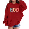 thumbnail image 1 of WOYY Big Girls Graphic Hoodie God Print Hooded Sweatshirt Casual Sport Pullover Top, 1 of 3