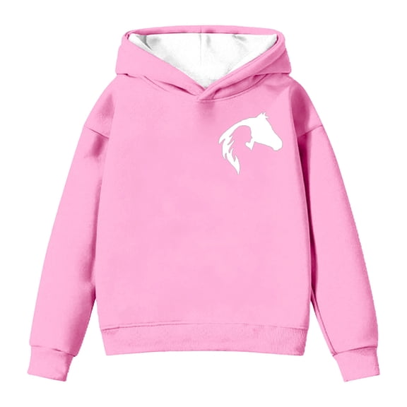 WOYY Big Girls Hoodie Horse Print Pullover Hooded Sweatshirt for Kids, Sizes 11-12