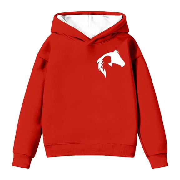 WOYY Big Girls Hoodie Horse Print Pullover Hooded Sweatshirt for Kids, Sizes 11-12