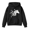 thumbnail image 1 of WOYY Big Girls Hoodie Kids Horse Print Hooded Sweatshirt Long Sleeved Pullover Top, 1 of 1