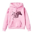 thumbnail image 1 of WOYY Big Girls Hoodie Kids Horse Print Hooded Sweatshirt Long Sleeved Pullover Top, 1 of 1