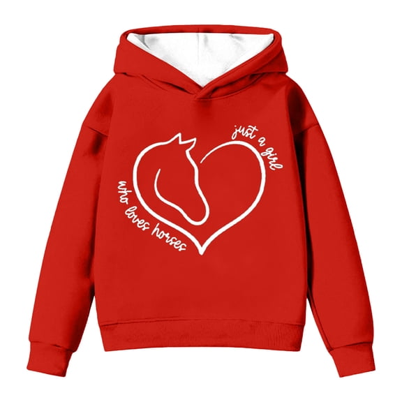 WOYY Big Girls Horse Graphic Hoodie Soft Pullover Hooded Sweatshirt, Sizes 9-10