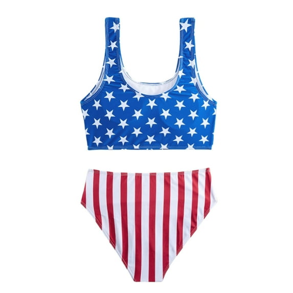 WOYY Big Girls Independence Day Bikini Swimsuit Bathing Suit Swimwear