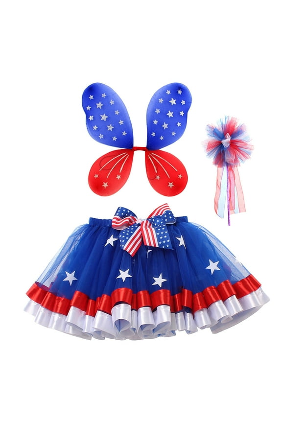 Big Girls Independence Day Tutu Skirt Party Performance Dance Outfits, Sizes 2-11